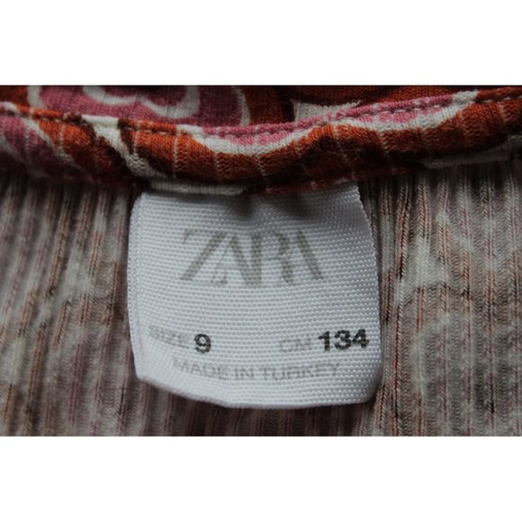 ZARA KIDS Girl's Ribbed Heart Pattern Long Sleeve Top Pink Rust, Size 9 - Picture 6 of 6